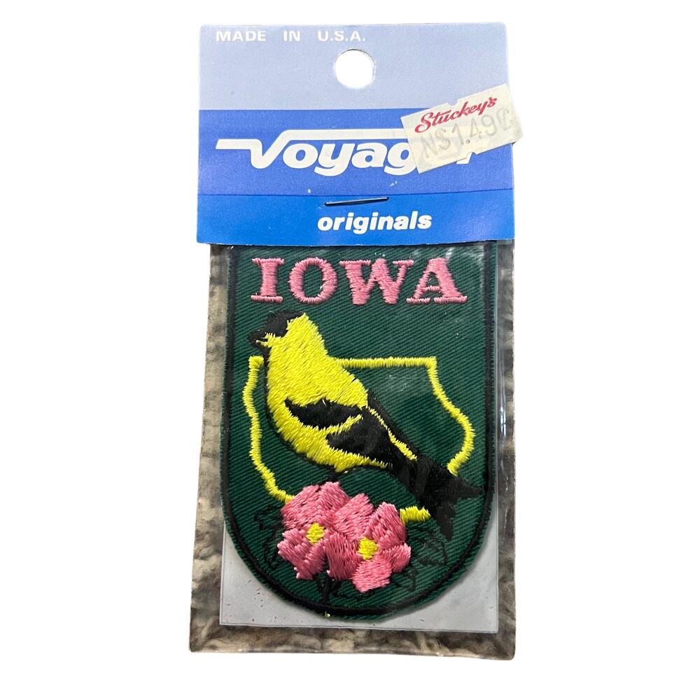 Vintage 1970s Voyager Brand Iowa State Souvenir Travel Tourism Sew-On Patch
